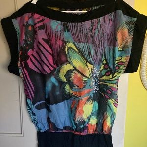 NWOT Desigual 100% cotton abstract print M top